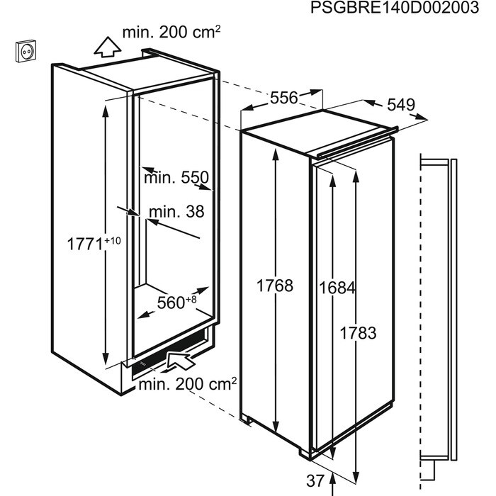 Montuojamas Šaldiklis 7000 serija „No Frost“ 177 cm ABE818E6NC