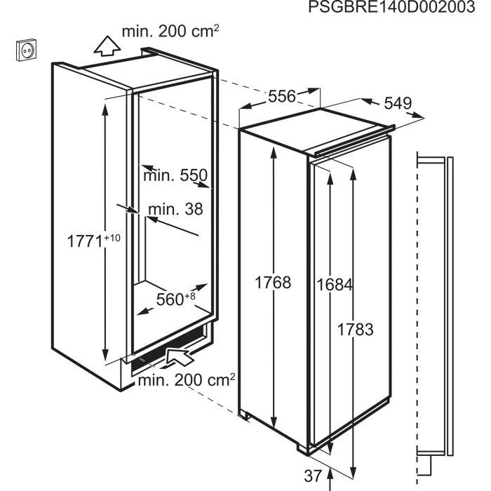Montuojamas Šaldiklis 7000 serija „No Frost“ 177 cm ABE818E6NC